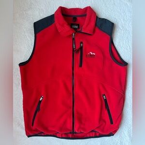 Vintage Y2K L.L. Bean All Conditions Red Fleece Vest Men Size Large Tall
